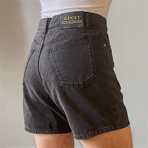 mens black gucci shorts|gucci denim shorts men.